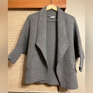 Madewell Gray Ribbed Draped Cardigan